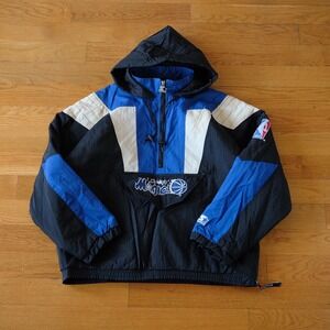 Vintage Orlando Magic Starter Jacket L NBA Quarter Zip Puffer Anorak 90s Retro